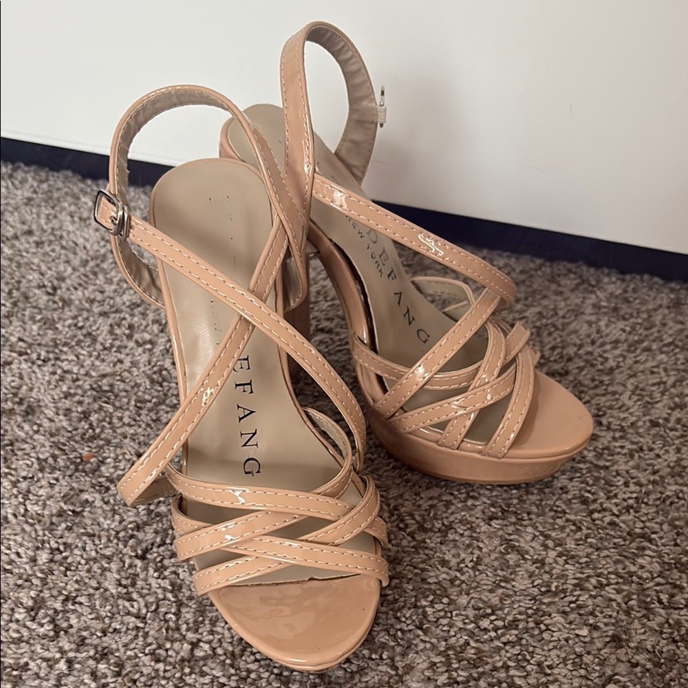 Elegant Tan High Heeled Sandals